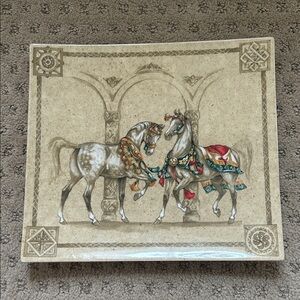 Gien France Chevaux Du Vent Square Platter With Arabian Horses
